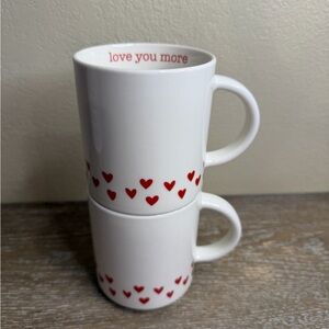 14oz Stoneware Love You More Hearts Stacking Mug White - Spritz Set of 2